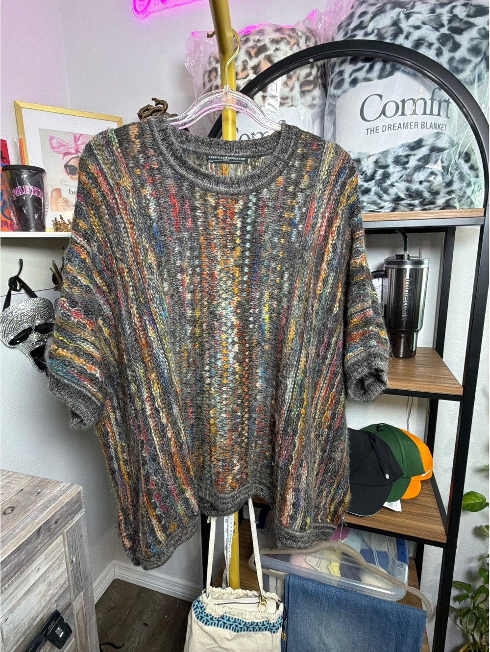 Peruvian Connection Multicolor Knit Sweater with Pockets 88% Alpaca 12% Wool
